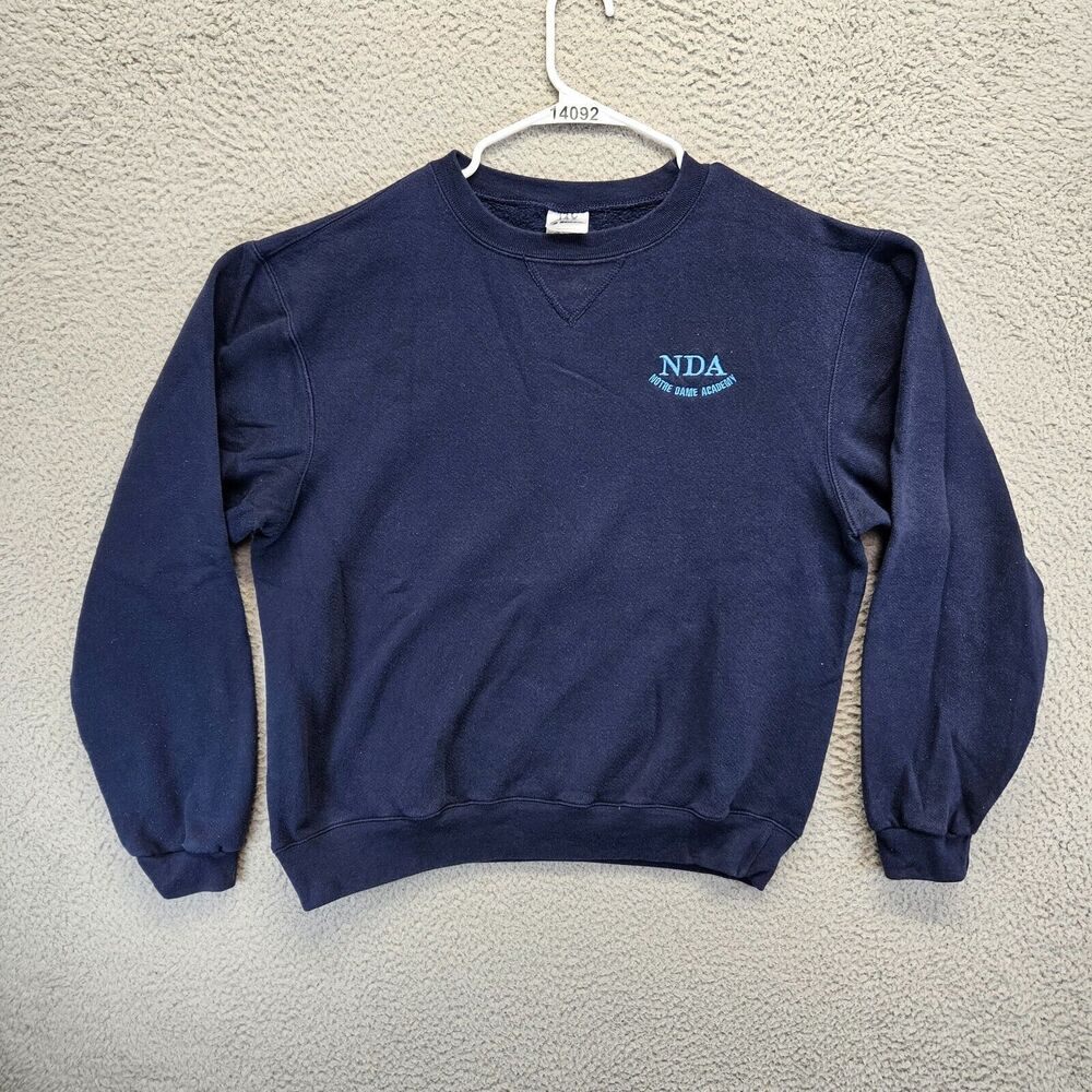NDA Notre Dame Academy Sweatshirt Adult Size Medium Blue Crewneck Pullover